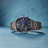 Titan Stellar Men's Multifunction Watch Analog Blue Dial With Grey Stainless Steel Band, 10009KM01