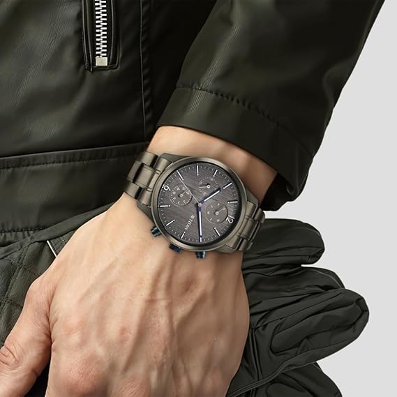 Titan Neo Splash Men's Multifunction Watch Analog Anthracite Dial With Grey Stainless Steel Band, 1805KM07