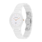 Titan Women's Edge Watch Ceramic Collection, White Dial White Ceramic Strap, 2653QC04