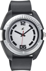 Fastrack Men's Watch Analog, Silver Dial Black Rubber Strap, 3116PP02