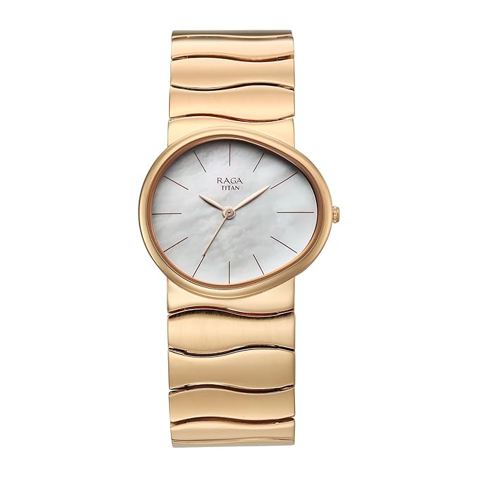 Titan Raga Women's Quartz Analog Watch, Silver Dial, Rose Gold11 Metal Strap, TI-95389WM01