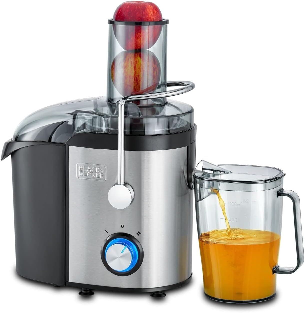 Black+Decker, 800W 1.7L Stainles Steel XL Juicer Extractor with Juice Collector Silver/Black, JE800-B5