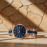 Titan Ceramic Fusion Men's Quartz Analog Watch Blue Dial with Dual-Tone Stainless Steel Strap Watch 90142KD03