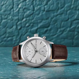 Titan Sapphire Men's Multifunction Watch Analog White Dial with Brown Leather Strap, 1874SL03