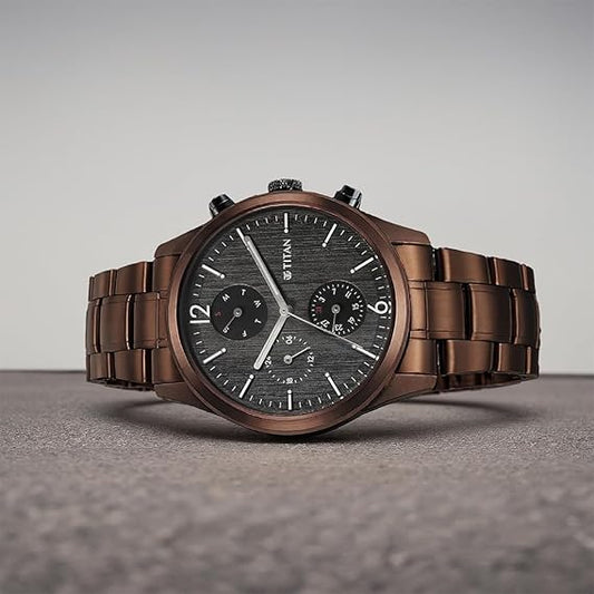 Titan, Men's, Analog Watch, Black Dial, with Stainless Steel Band, TI-1805KM08