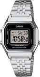 Casio, Women's Watch Digital, Black Dial Silver Stainless Band, LA680WA-1DF