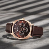 Titan Classique Men's Watch Analog Brown Dial with Brown Leather Strap, 90189WL01