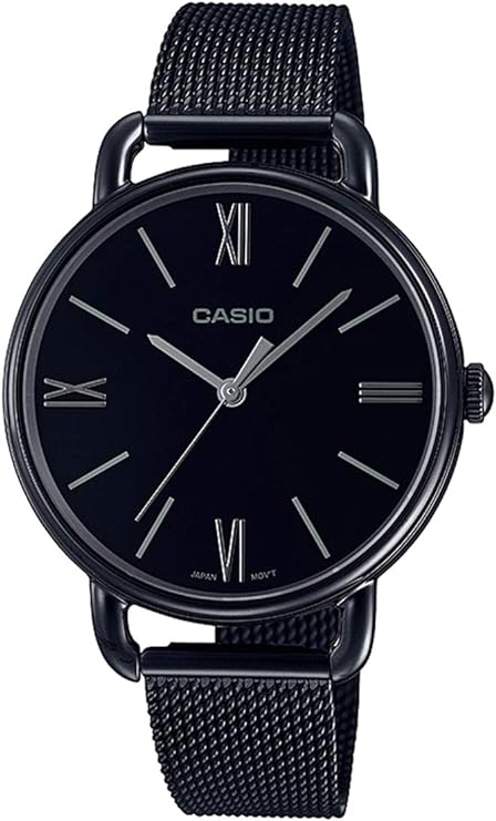 Casio, Womenâ€™s Watch Analog, Black Dial Black Stainless Steel Band, LTP-E414MB-1ADF