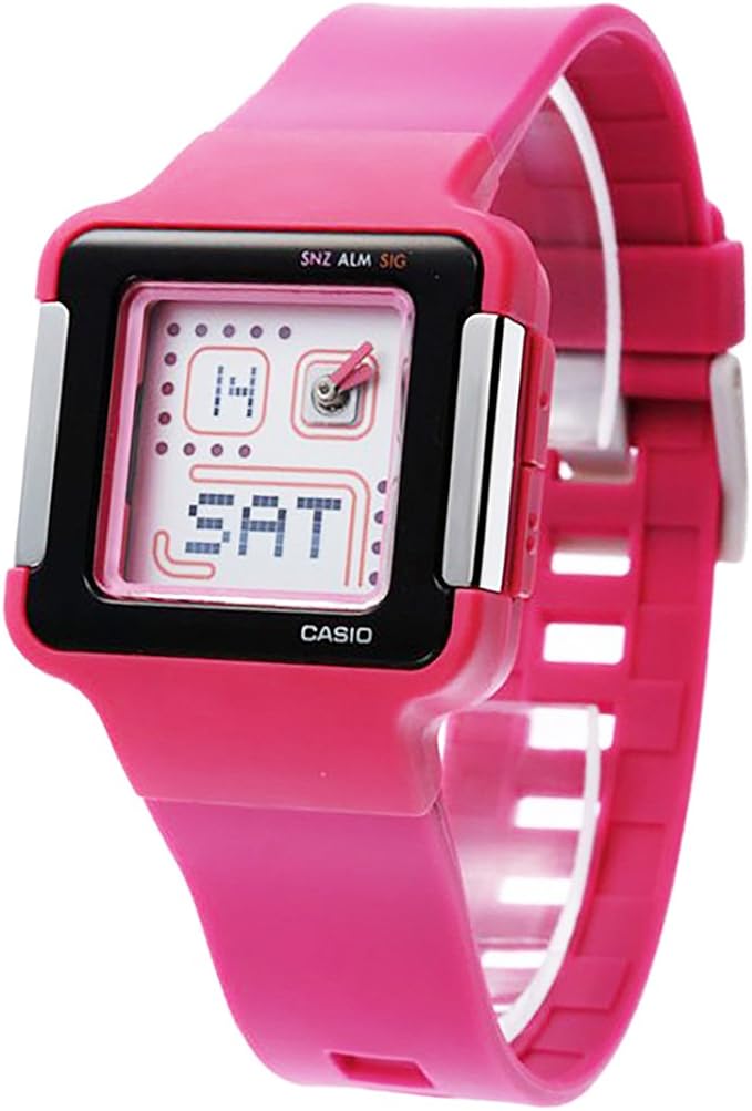 Casio, Womenâ€™s Watch Analog-Digital, White Dial Pink Resin Band, LCF-20-4DR