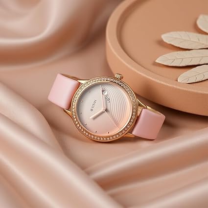 Titan Purple Women's Watch Analog Pink Dial With Pink Leather Strap, 2634WL02