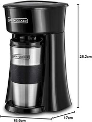 Black+Decker, Coffee Machine, 650W, 360ml Travel Mug, Black DCT10-B5