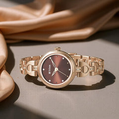 Titan Lagan Analog Women's Watch, Brown Dial Stainless Steel  Strap Watch for Women, 2601WM04