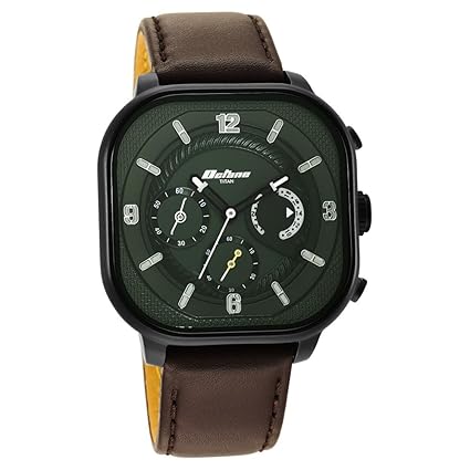 Titan Octane Aerobatics Men's Chronograph Watch Green Dial with Brown Leather Strap, 1856NL02