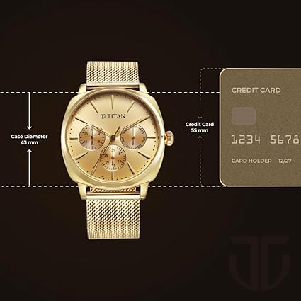 Titan Classique Men's Watch Analog Gold Dial with Gold Mesh Band, 90189YM02