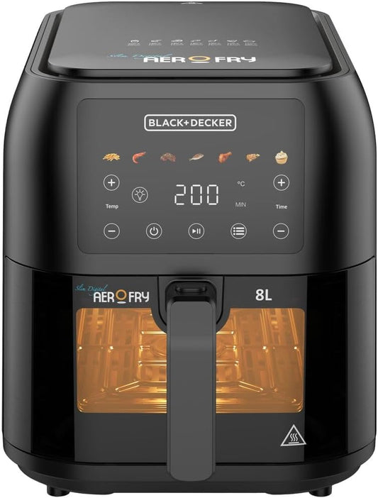 Black+Decker, 8L Digital Aerofry Slim and Sleek 1700W, SAF80W Air Fryer BL-SAF80W