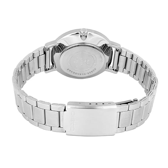 Casio Women's Watch Analog Peach Dial with Silver Stainless Steel Band, LTP-VT03D-4BDF