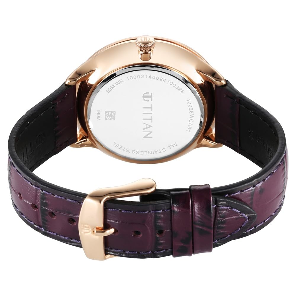 Titan Caelum Sun Moon Sub-Dial in Imperial Purple - Stellar Edition Men's Watch with Purple Leather Strap, 10028WL01