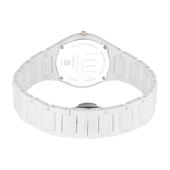 Titan Women's Edge Watch Ceramic Collection, White Dial White Ceramic Strap, 2653QC04