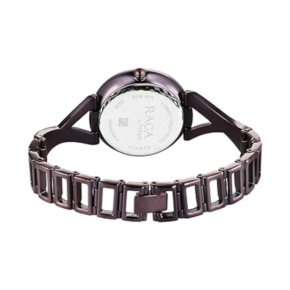 Titan Raga Chic Women's Watch Analog Brown Dial with Brown Stainless Steel Band, 2698QM01