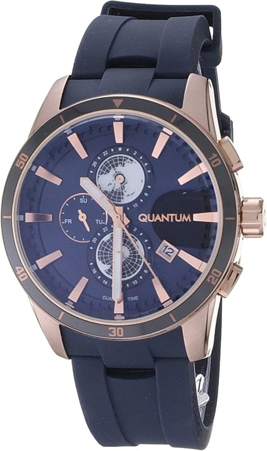 Quantum Men's Watch Analog Blue Dial with Blue Silicone Band, ADG991.499