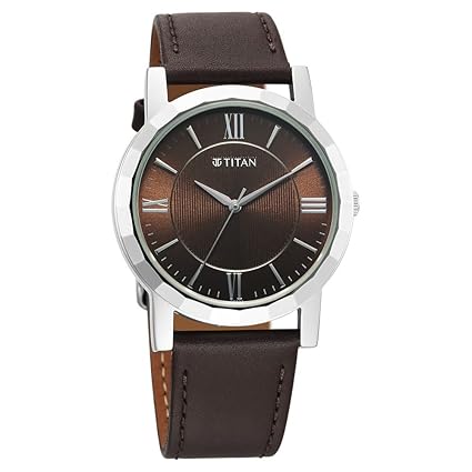 Titan Karishma Zing Men's Watch Analog Brown Dial with Brown Leather Strap, 1644SL01