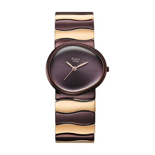 Titan Raga Women's Quartz Analog Watch, Purple Dial, Purple Metal Strap, TI-95389KM01
