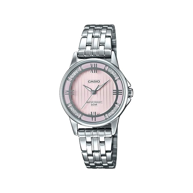 Casio, Women's Watch Fashion Collection Analog, Pink Dial Silver Stainless Band, LTP-1391D-4A2VD
