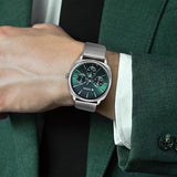Titan Classique Men's Watch Analog Green Dial with Silver Mesh Band, 90189SM01