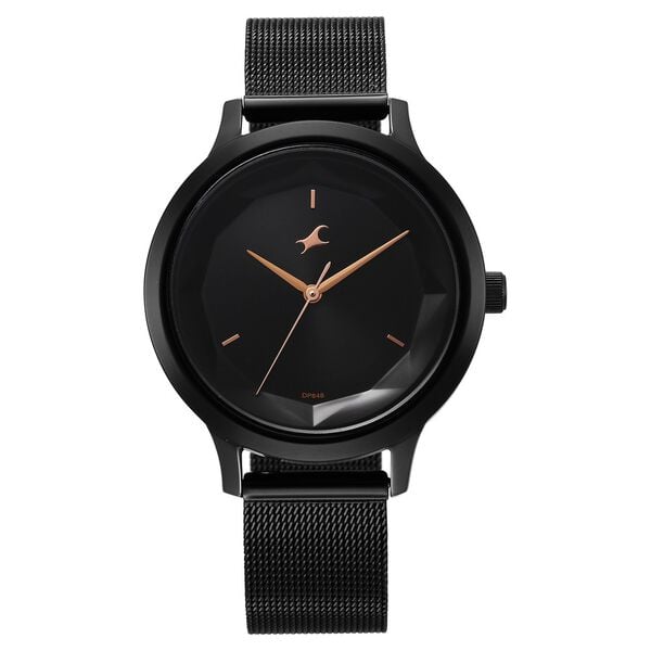 Fastrack Fleek Women's Watch Analog Black Dial with Black Mesh Band, 6210NM04