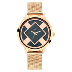 Fastrack, Women’s  Watch Analog, Black Dial Rose-Gold Metal Strap, 6210WM01