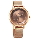 Fastrack Fleek Women's Watch Analog with Rose Gold Dial & Mesh Band, 6210WM04