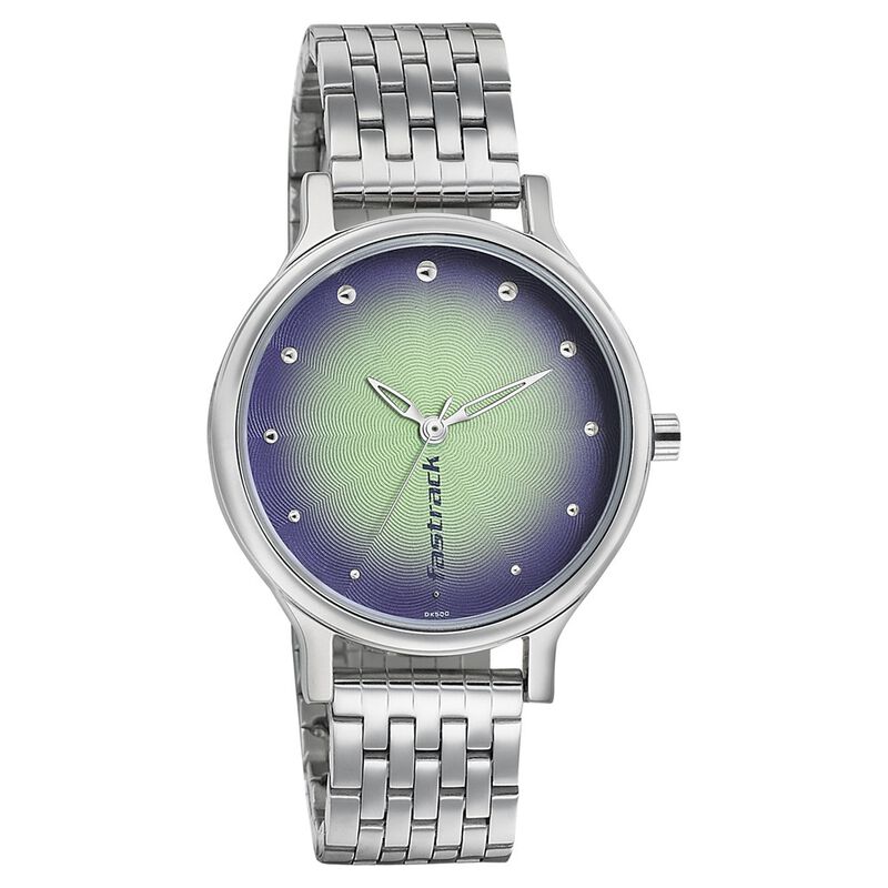 Fastrack, Women’s  Watch Analog, Green & Blue Dial Stainless Steel Strap, 6212SM01