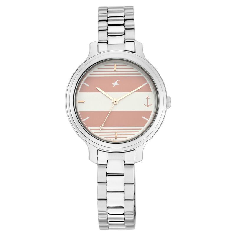 Fastrack, Women’s  Watch Analog, Pink & White Dial Stainless Steel Strap, 6217SM01