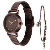 Fastrack Fleek Women's Watch Analog Brown Dial with Brown Stainless Steel Band, 6300QM01