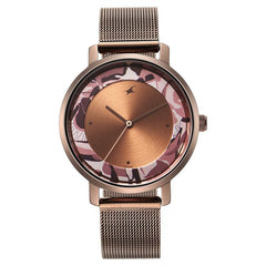 Fastrack, Women’s  Watch Analog, Brown Dial Brown Stainless Steel Mesh Strap , 6287QM01