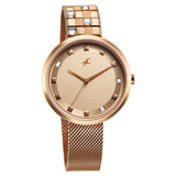 Fastrack Fleek Women's Watch Analog Rose Gold Dial with Rose Gold Stainless Steel Band, 6300WM01