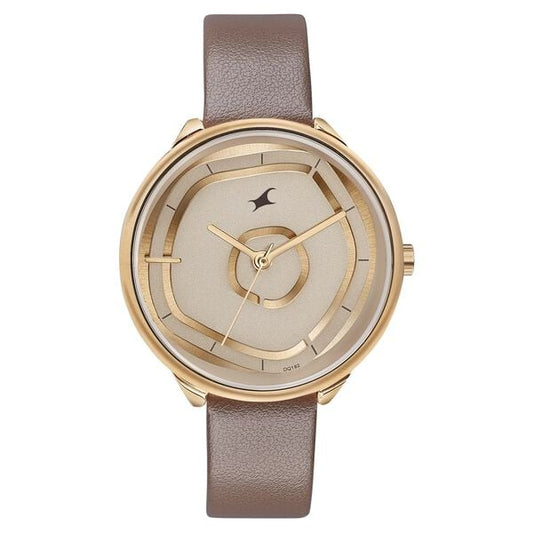 Fastrack, Men's, Analog Watch, Gold Dial, with Leather Band, FA-6303WL01