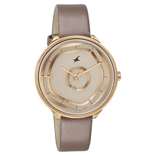 Fastrack, Men's, Analog Watch, Gold Dial, with Leather Band, FA-6303WL01