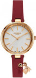 Lee Cooper Women's Watch Analog, White Dial, Red Leather Strap, LC07020.428