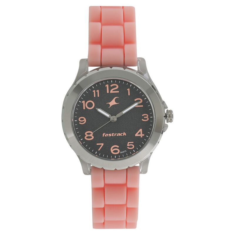 Fastrack, Women’s  Watch Analog, Black Dial Pink Silicone Strap , 68009PP04