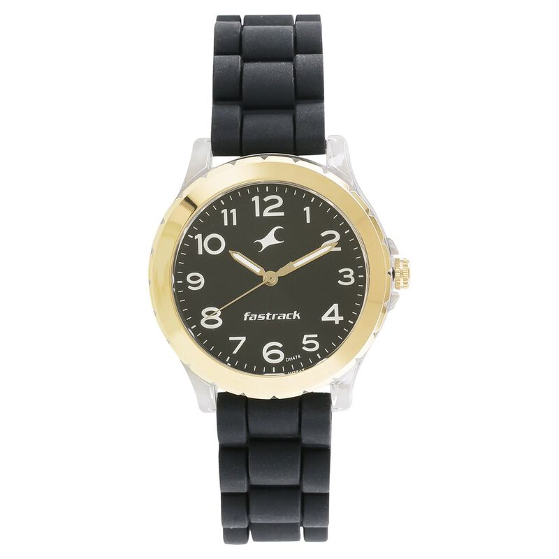 Fastrack, Women’s  Watch Analog, Black Dial Black Silicone Strap , 68009PP05