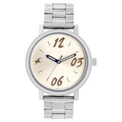 Fastrack, Women’s  Watch Analog, Cream Dial Silver Metal Strap , 68010SM08