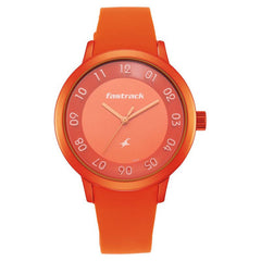 Fastrack, Women’s  Watch Analog, Orange Dial Orange Silicone Strap , 68025AP03