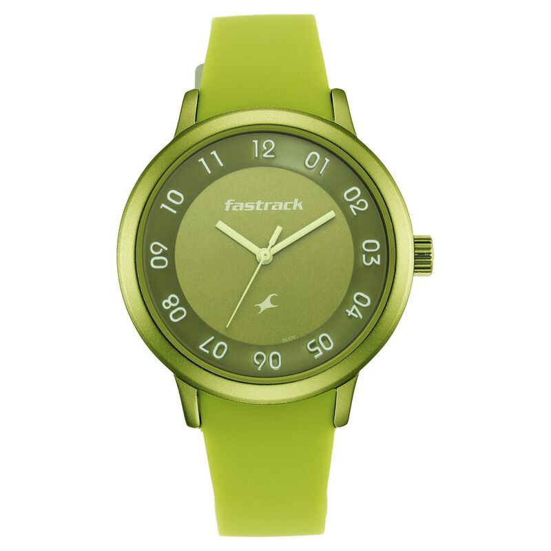 Fastrack, Women’s  Watch Analog, Green Dial Green Silicone Strap , 68025AP04