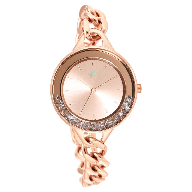 Fastrack, Women’s  Watch Analog, Rose-Gold Dial Rose-Gold Metal Strap , 68026WM01