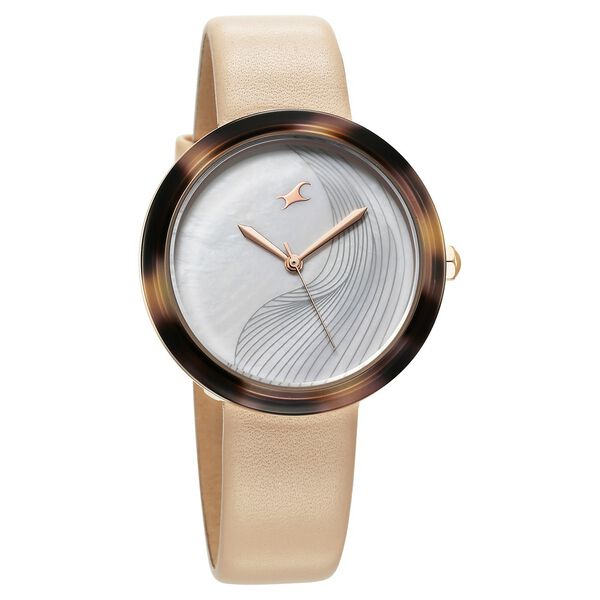 Fastrack Younique Women's Quartz Analog Mother Of Pearl Dial with Pink Leather Strap 68035KL02 