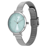 Fastrack Women's Watch Blue Dial with Silver Mesh Band, 68045SM02