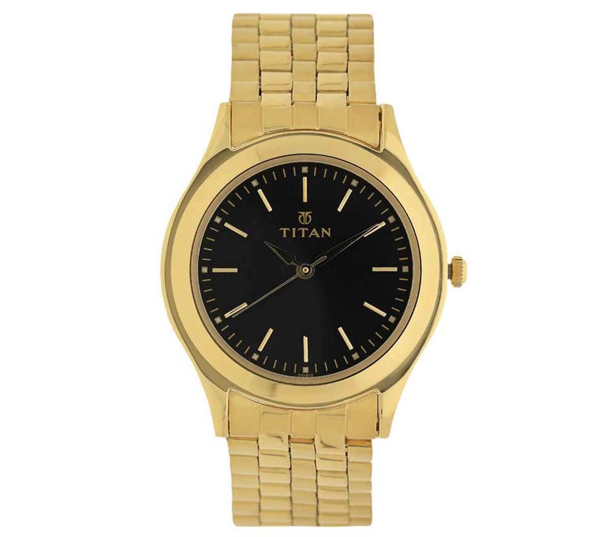 Titan Men's Watch Analog, Black Dial Gold Stainless Steel Strap Watch, 1648YM03