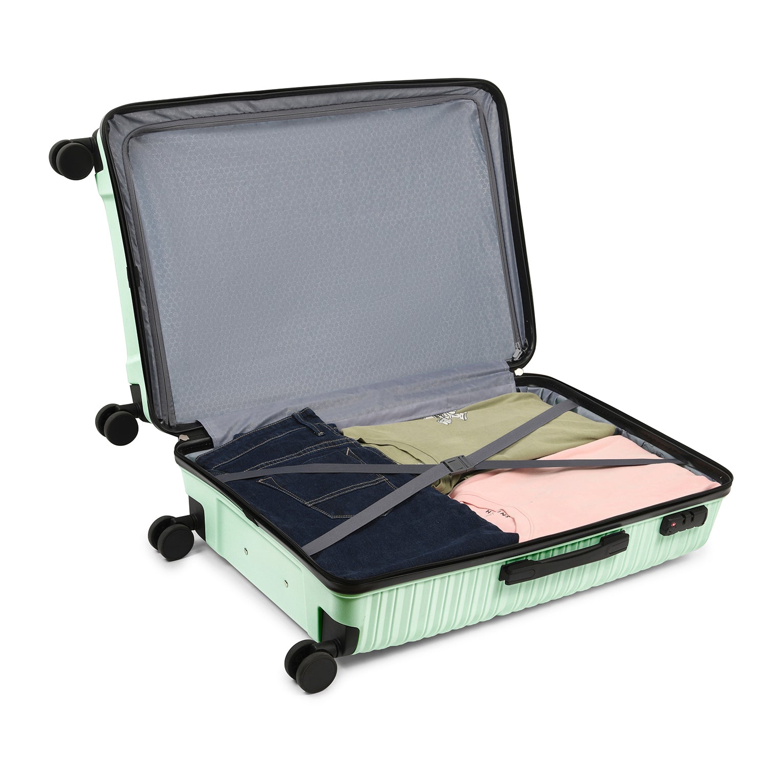 Carlton Alton 76cm 8 Wheel Hard Top Trolley-Green, ALTON76GN