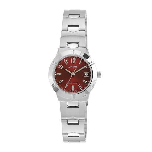 Casio Women's Watch Analog, Maroon Dial Silver Stainless Steel Strap, LTP-1241D-4A2DF product image